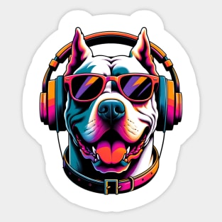 Dogo Argentino Smiling DJ with Vibrant Beats Sticker